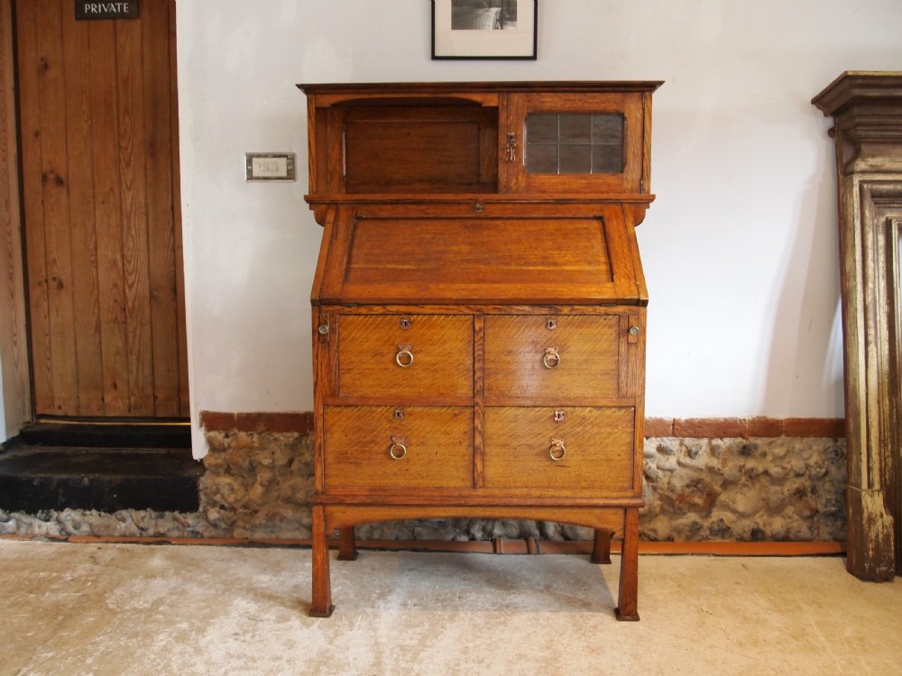 Bureau bookcase fine Arts and Crafts Oak c1900 View IV