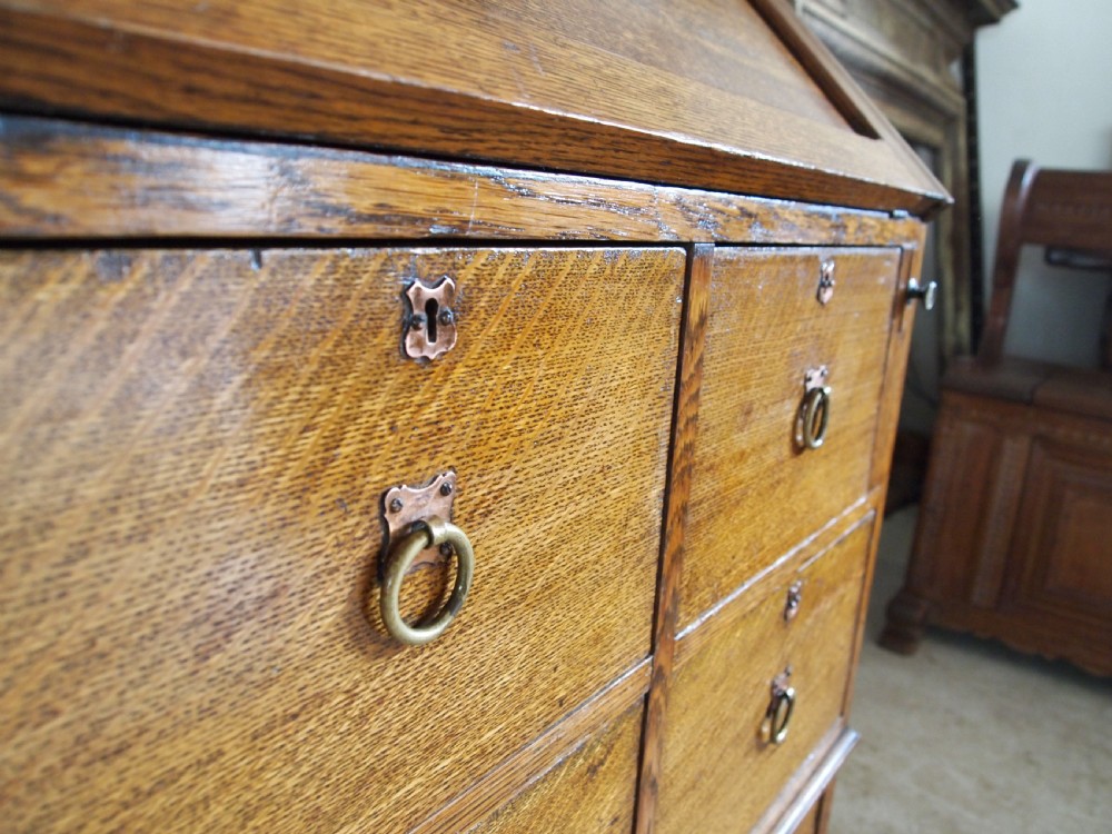Bureau bookcase fine Arts and Crafts Oak c1900 View VIII