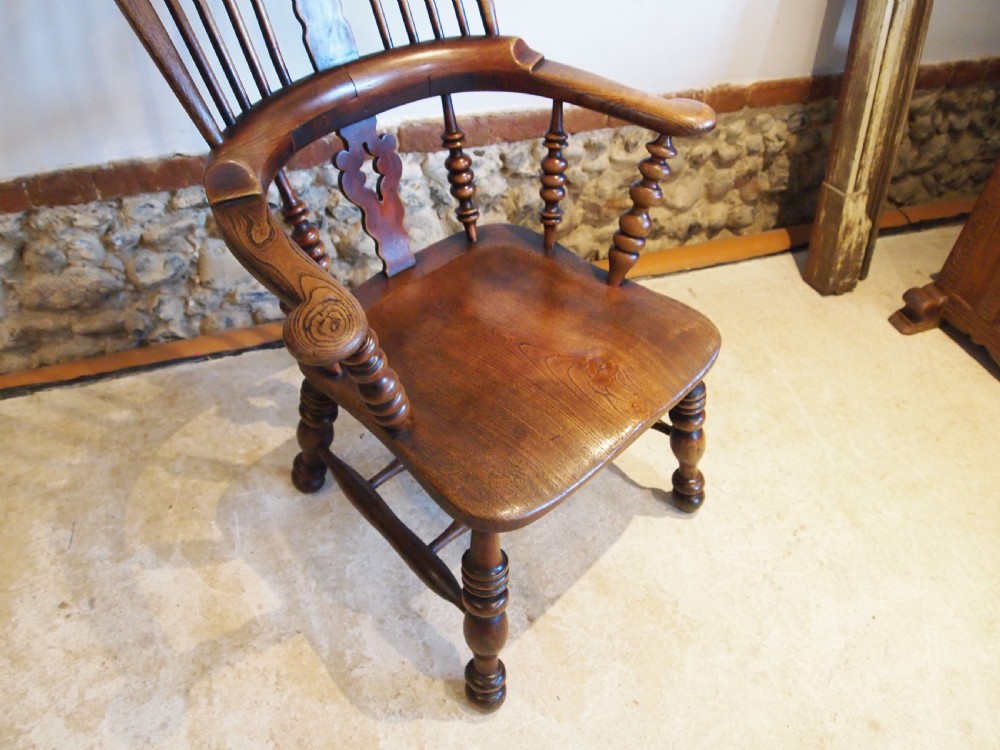Chair Windsor Grandfather chair Victorian Ash Elm c1840 View V