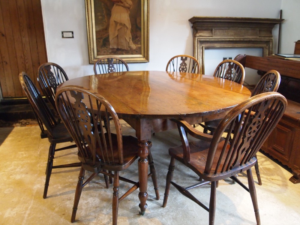 Table rare English Walnut country refectory dining table c1820 View VIII