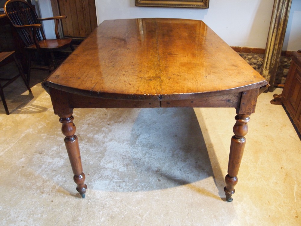 Table rare English Walnut country refectory dining table c1820 View X