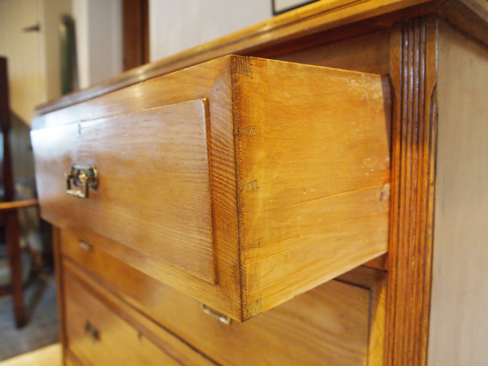 Chest of drawers rare slim Arts and Crafts Ash Victorian c1880 View VI