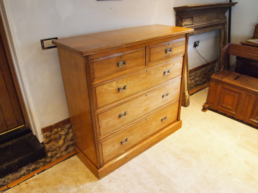 Chest of drawers rare slim Arts and Crafts Ash Victorian c1880 View VIII