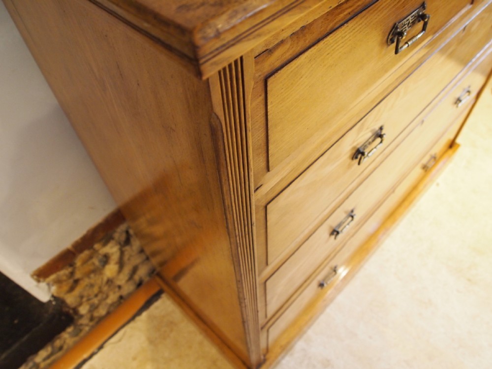 Chest of drawers rare slim Arts and Crafts Ash Victorian c1880 View X
