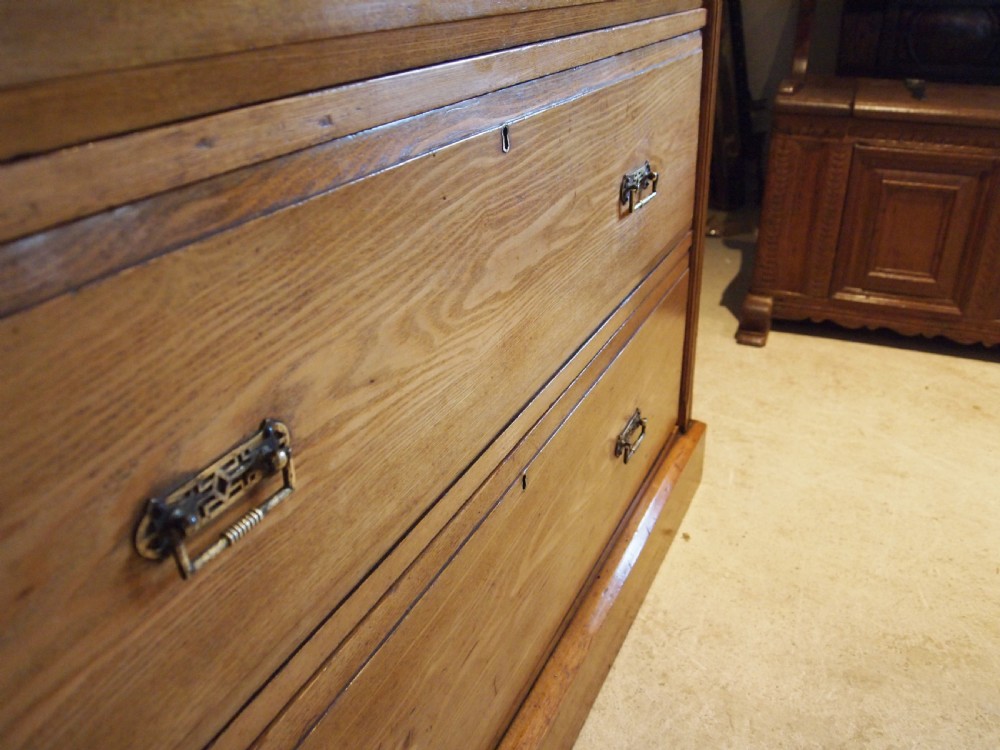 Chest of drawers rare slim Arts and Crafts Ash Victorian c1880 View XI