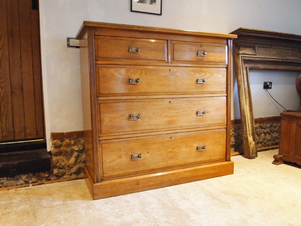 Chest of drawers rare slim Arts and Crafts Ash Victorian c1880 View XII