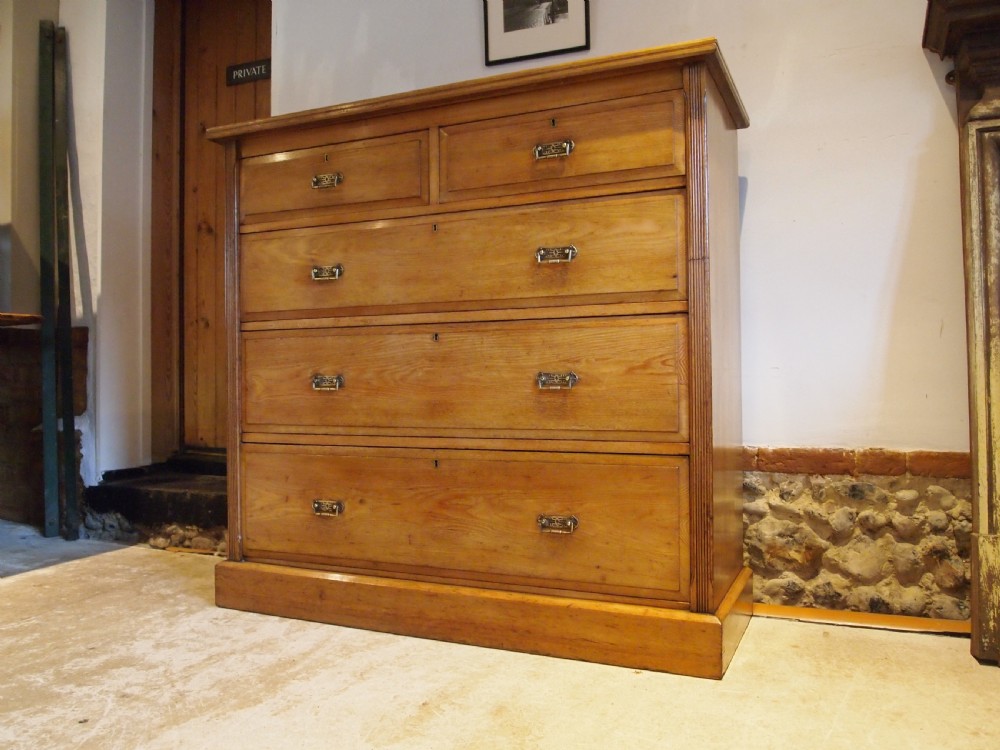 Chest of drawers rare slim Arts and Crafts Ash Victorian c1880 View XIII