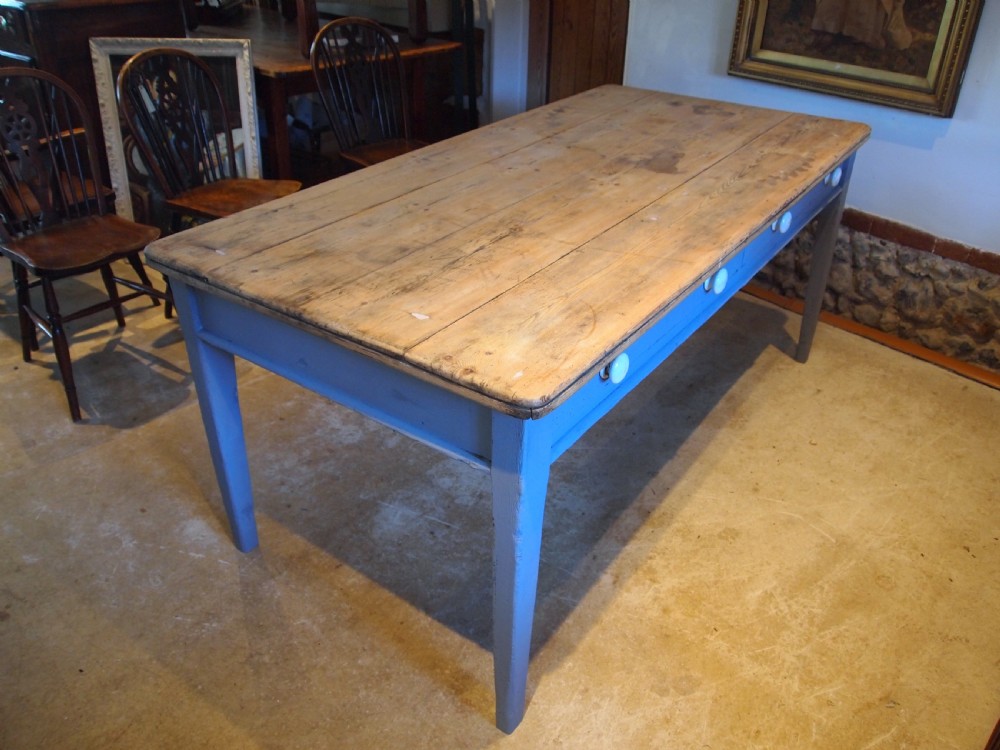 Table early Victorian Pine scrub top refectory dining farmhouse c1840