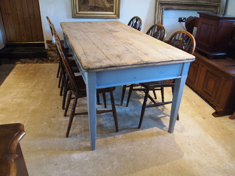 Table early Victorian Pine scrub top refectory dining farmhouse c1840 View II