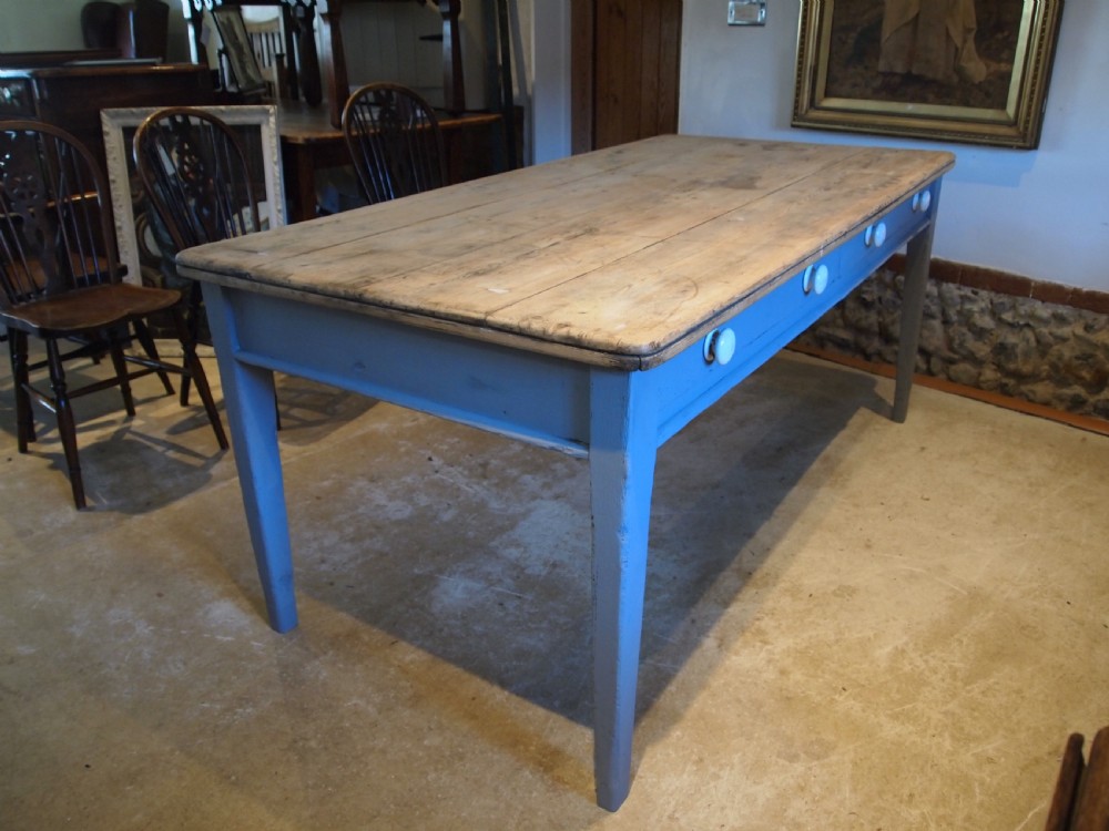 Table early Victorian Pine scrub top refectory dining farmhouse c1840 View V