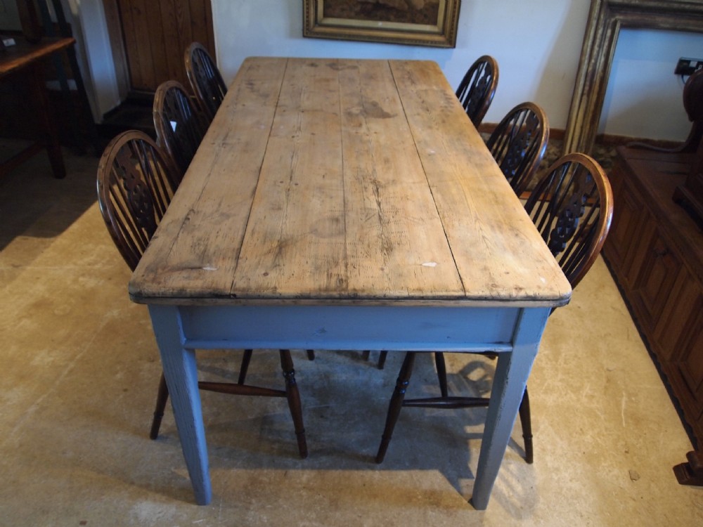Table early Victorian Pine scrub top refectory dining farmhouse c1840 View VII