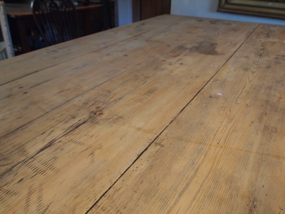 Table early Victorian Pine scrub top refectory dining farmhouse c1840 View IX