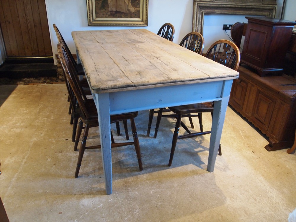 Table early Victorian Pine scrub top refectory dining farmhouse c1840 View XI