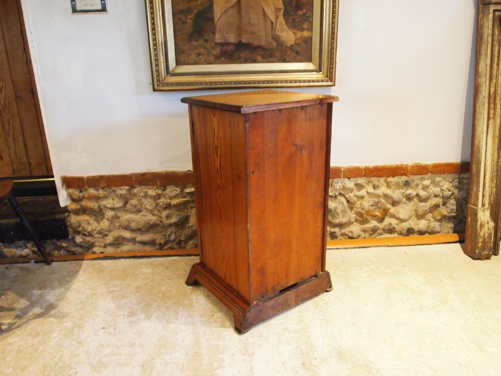 Bedside cabinet rare Arts and Crafts Pitch Pine c1890 View V