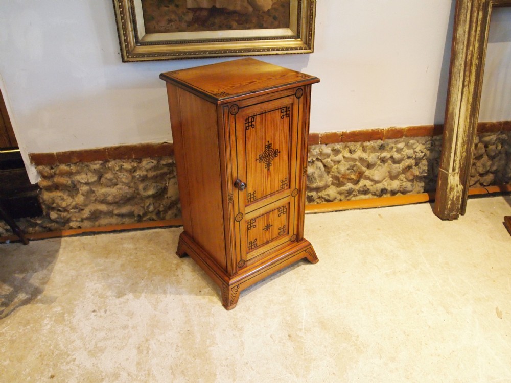 Bedside cabinet rare Arts and Crafts Pitch Pine c1890 View VIII