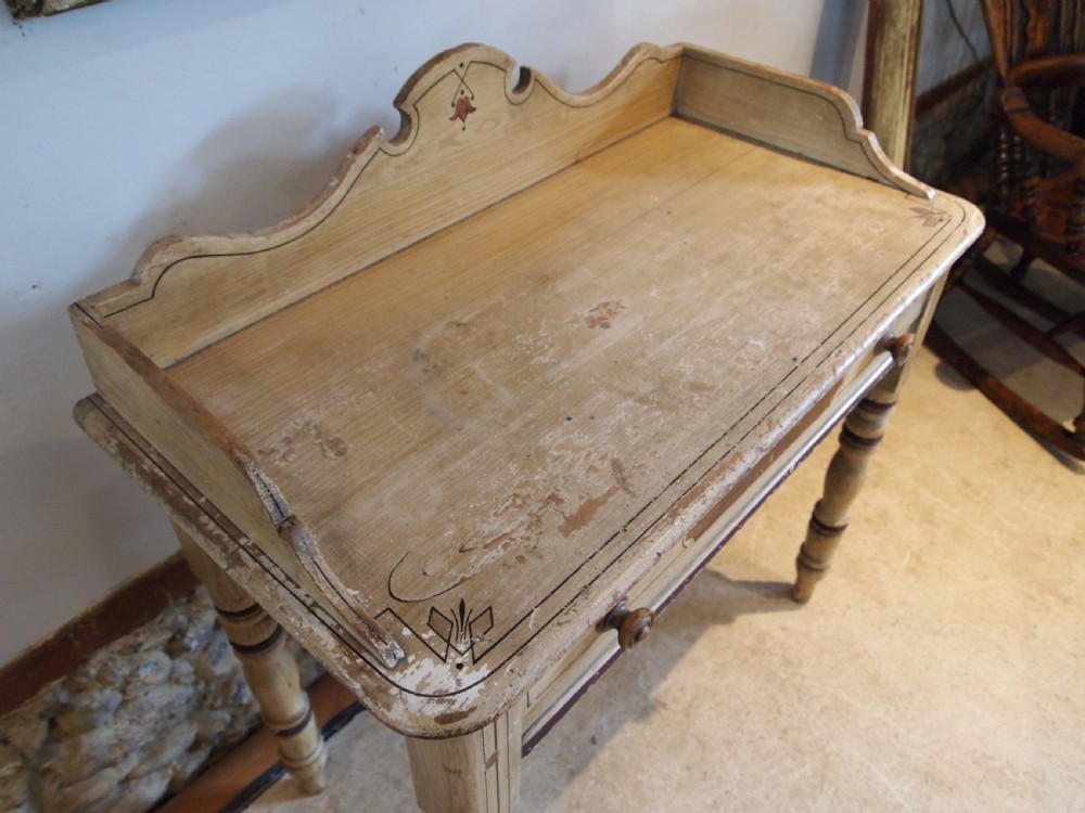 Table rare Victorian side hall lamp console original paint c1850 View V