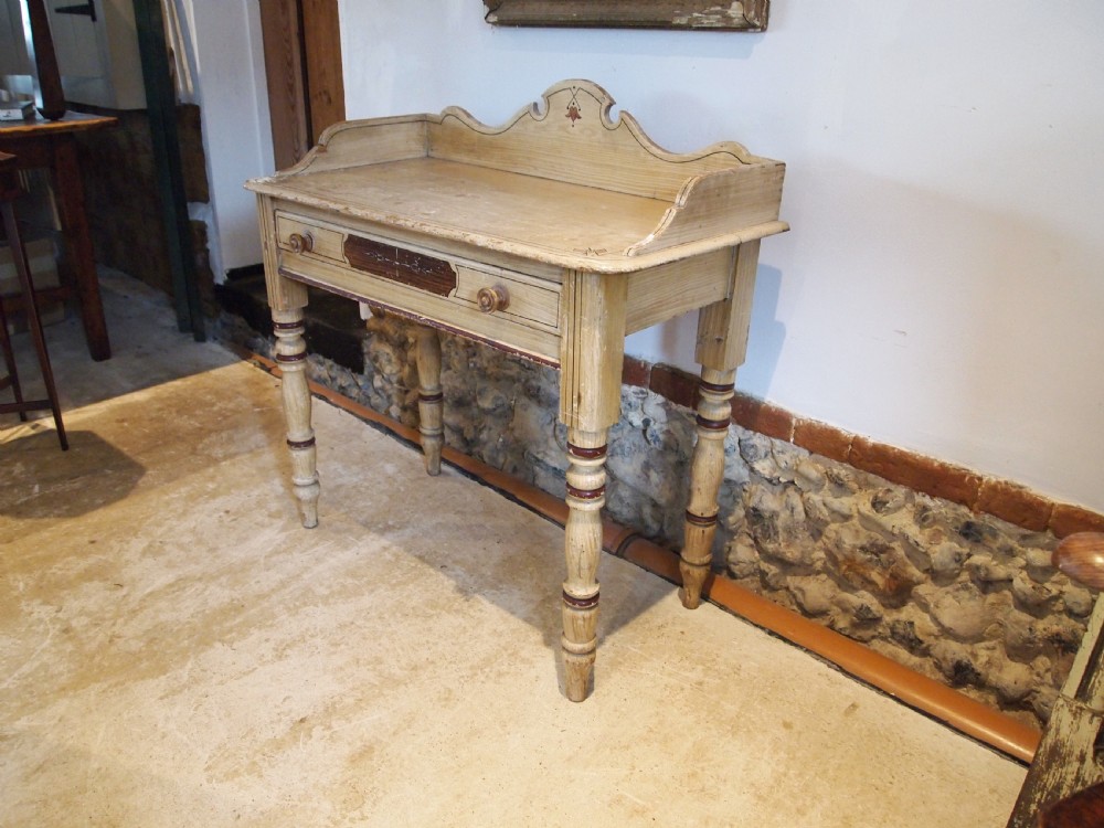 Table rare Victorian side hall lamp console original paint c1850 View VI