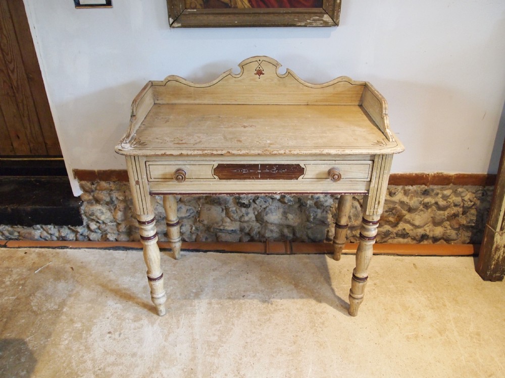 Table rare Victorian side hall lamp console original paint c1850 View VII