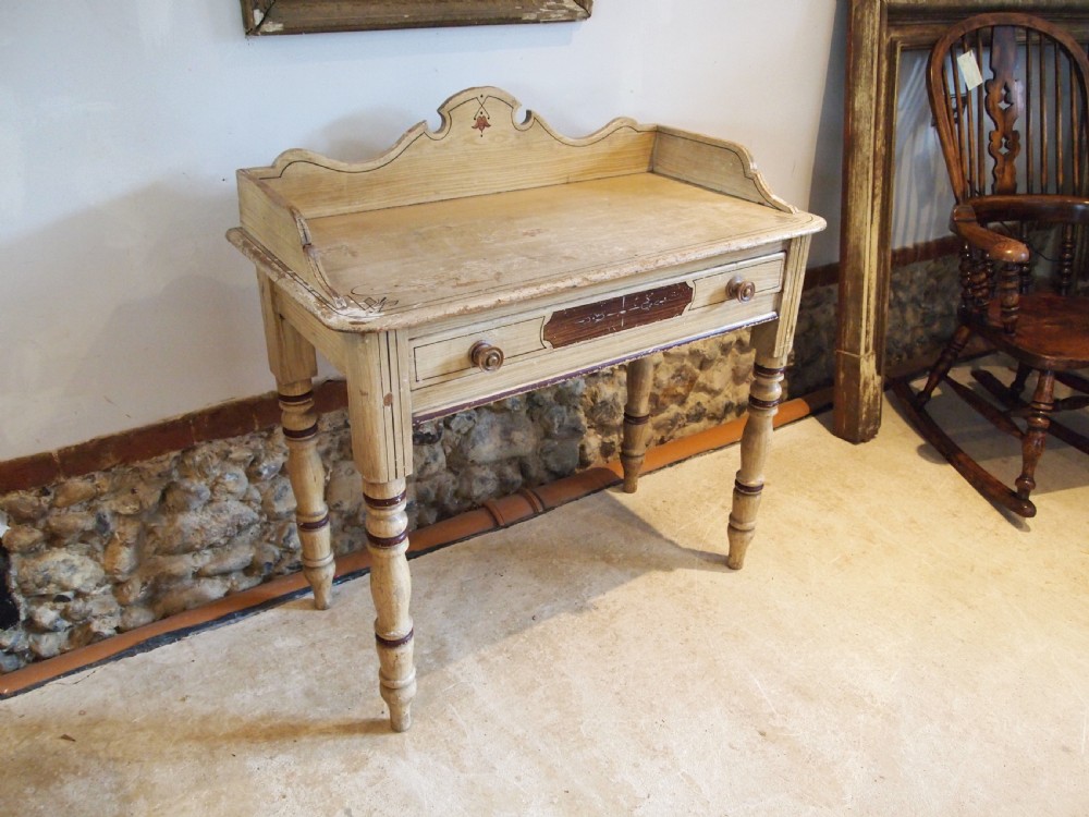 Table rare Victorian side hall lamp console original paint c1850 View X