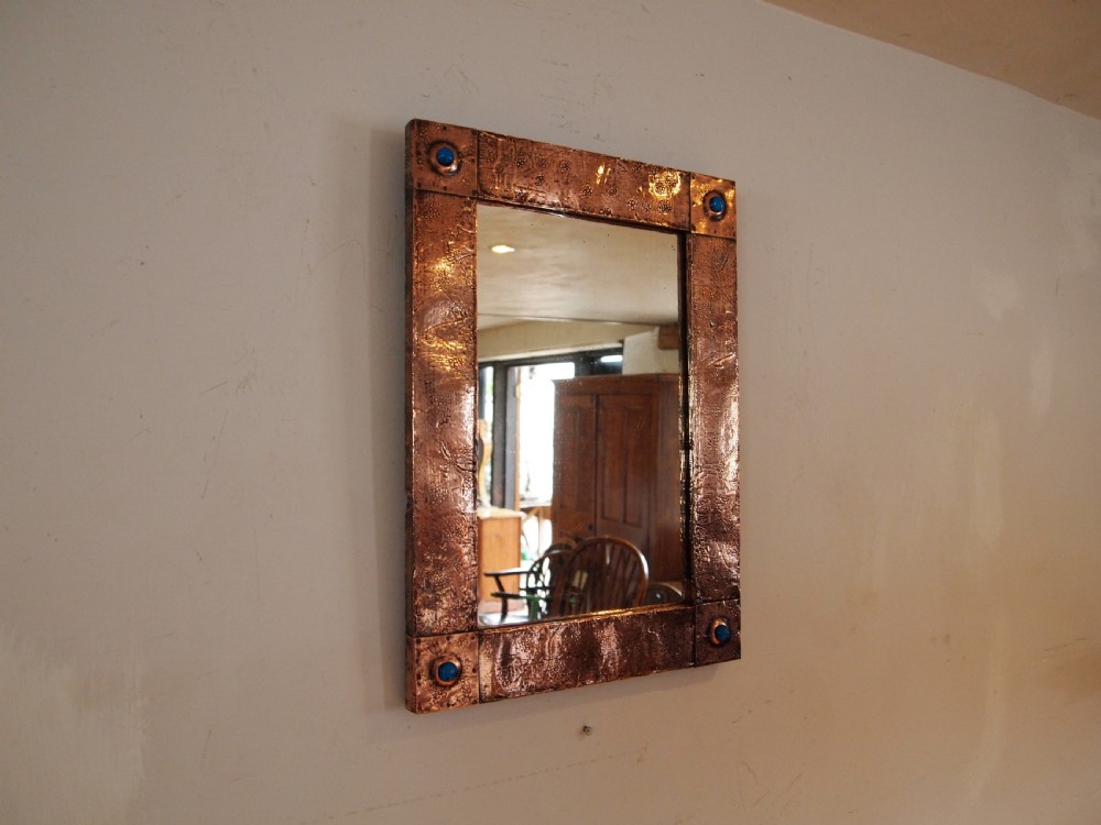 Mirror Arts & Crafts Copper & enamel Liberty style c1905 View V