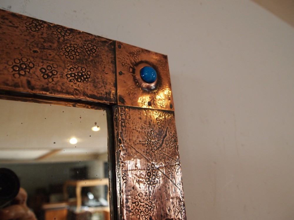 Mirror Arts & Crafts Copper & enamel Liberty style c1905 View VIII