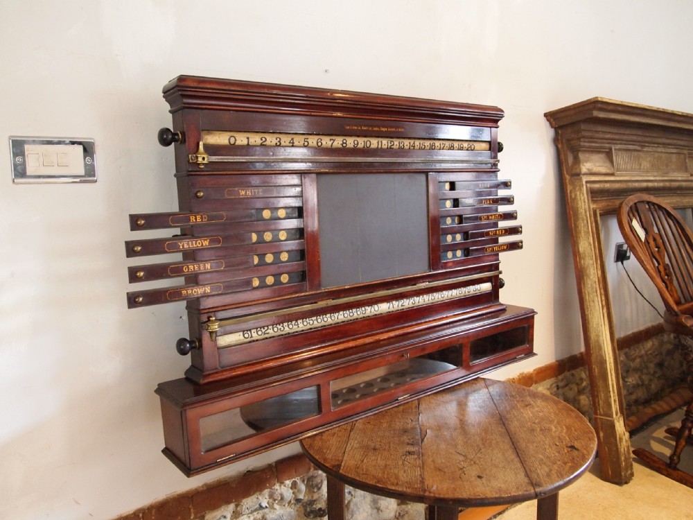 Snooker scoreboard rare Victorian Orme & Sons Mahogany c1880 View V