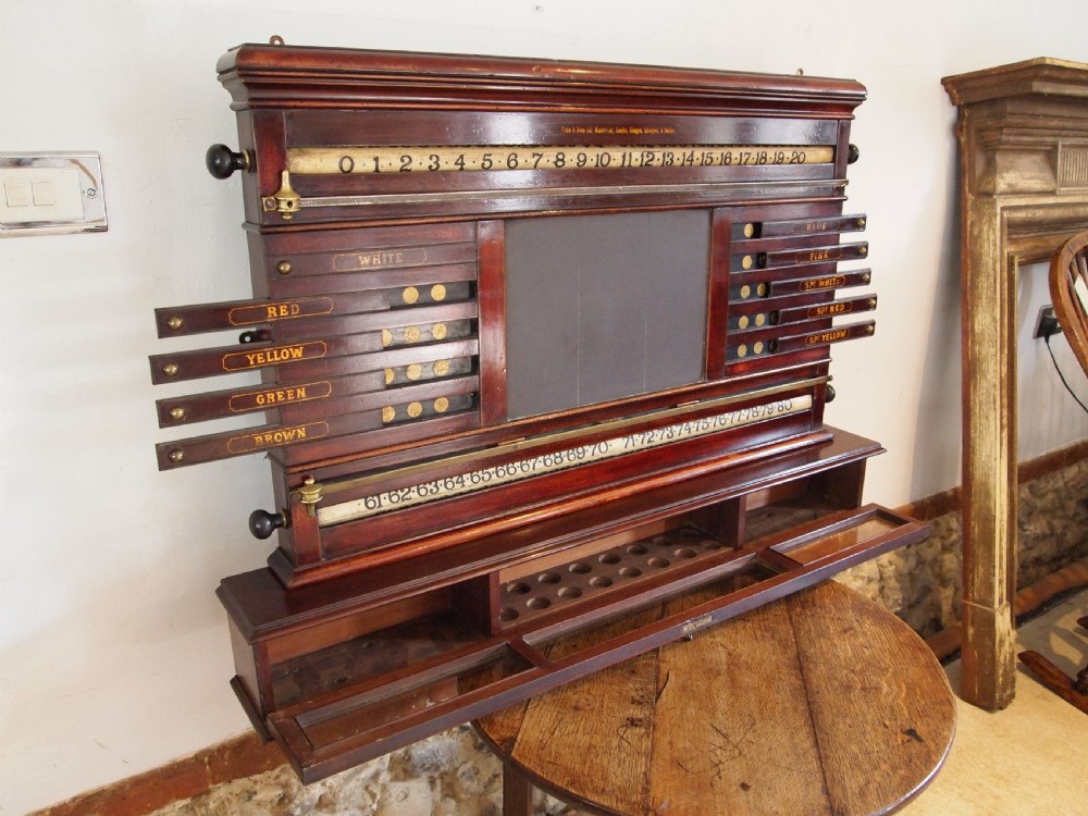 Snooker scoreboard rare Victorian Orme & Sons Mahogany c1880 View VI
