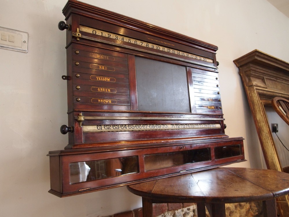Snooker scoreboard rare Victorian Orme & Sons Mahogany c1880 View VIII
