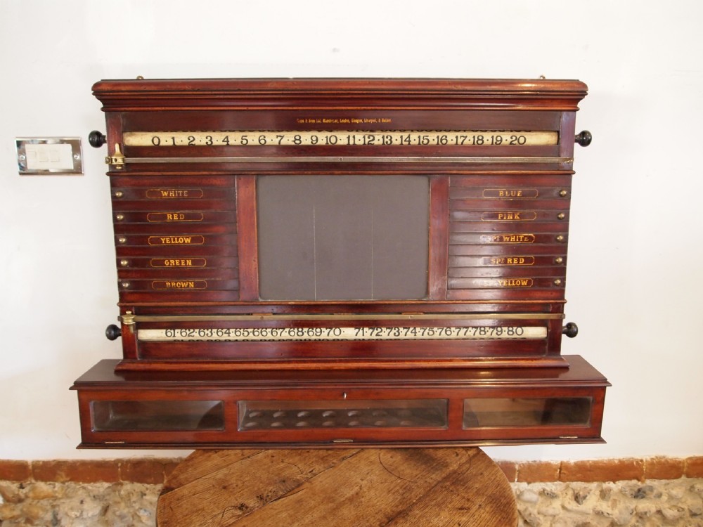Snooker scoreboard rare Victorian Orme & Sons Mahogany c1880 View XII
