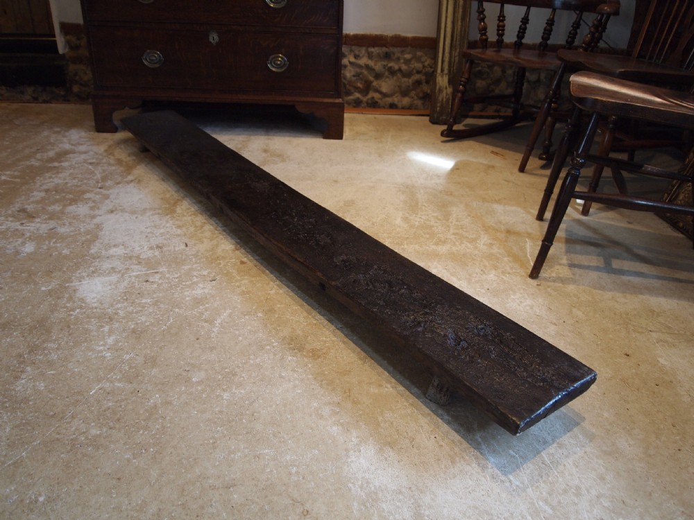 Stool refectory rare prmitive Elizabeth I long foot stool Oak c1580