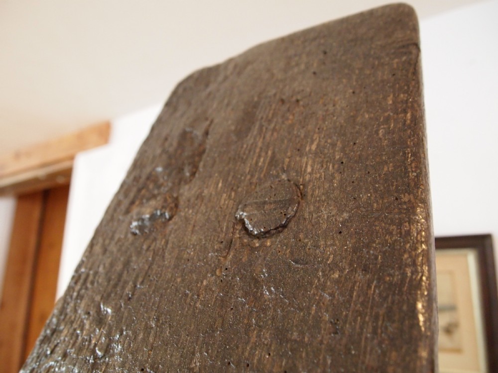 Stool refectory rare prmitive Elizabeth I long foot stool Oak c1580 View VI