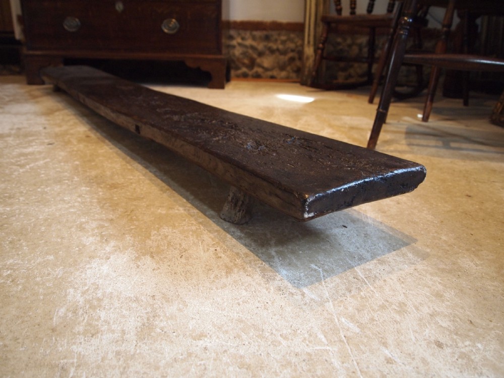 Stool refectory rare prmitive Elizabeth I long foot stool Oak c1580 View VIII