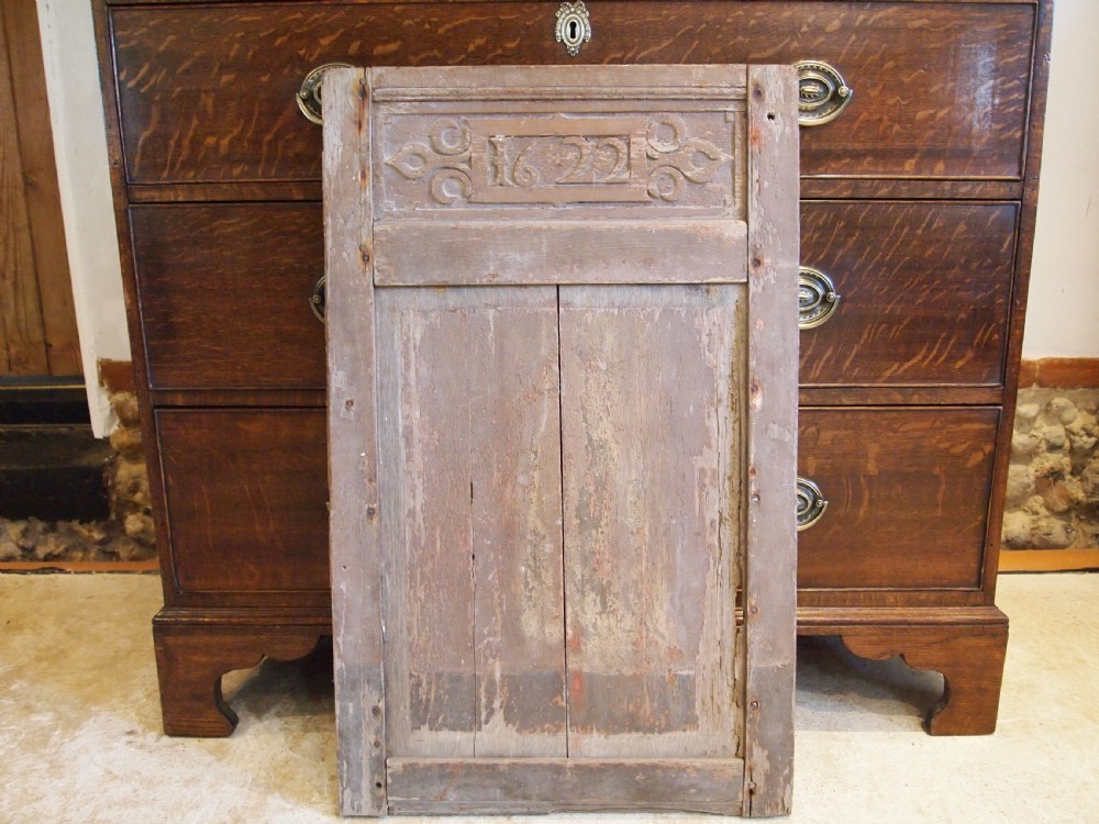 Oak carved dated James I panel Norfolk church 1622 View VII