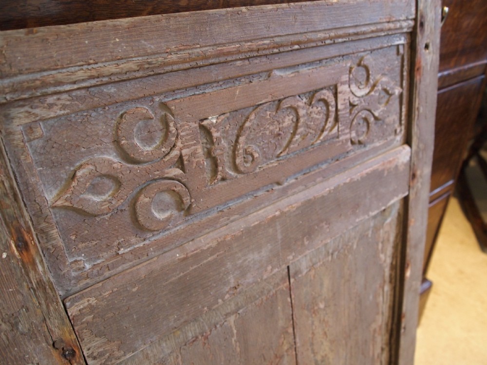 Oak carved dated James I panel Norfolk church 1622 View IX