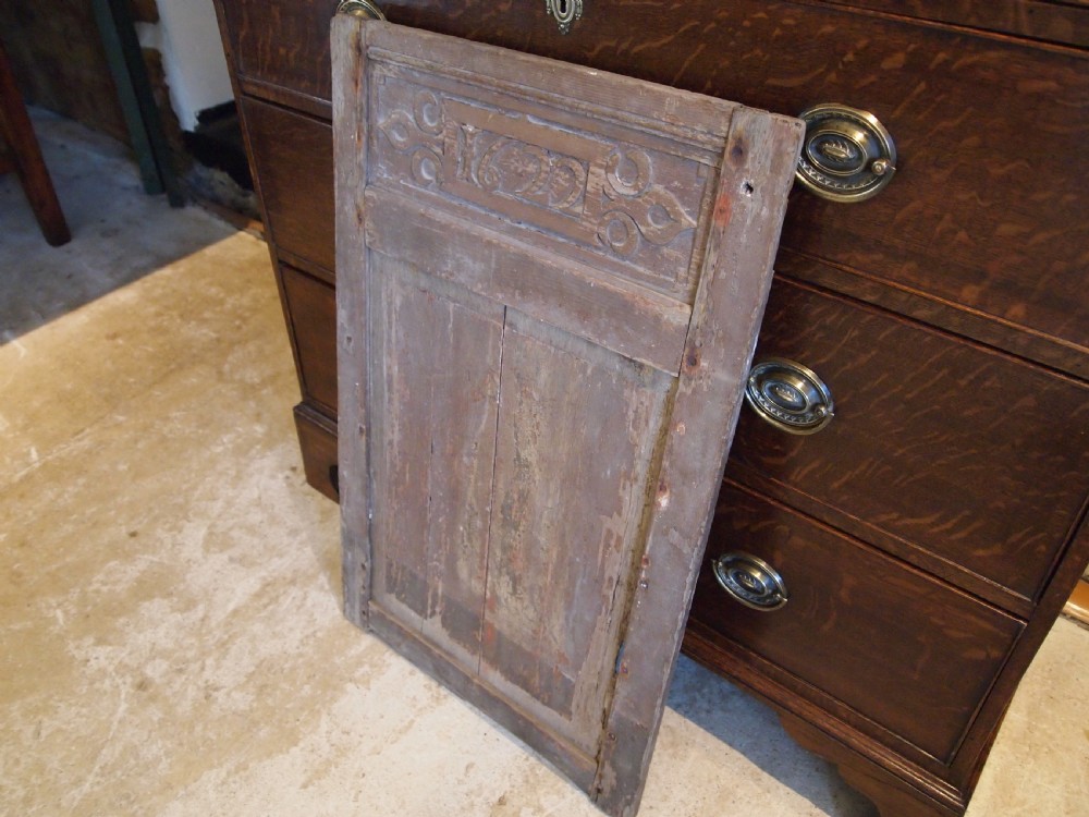 Oak carved dated James I panel Norfolk church 1622 View XI