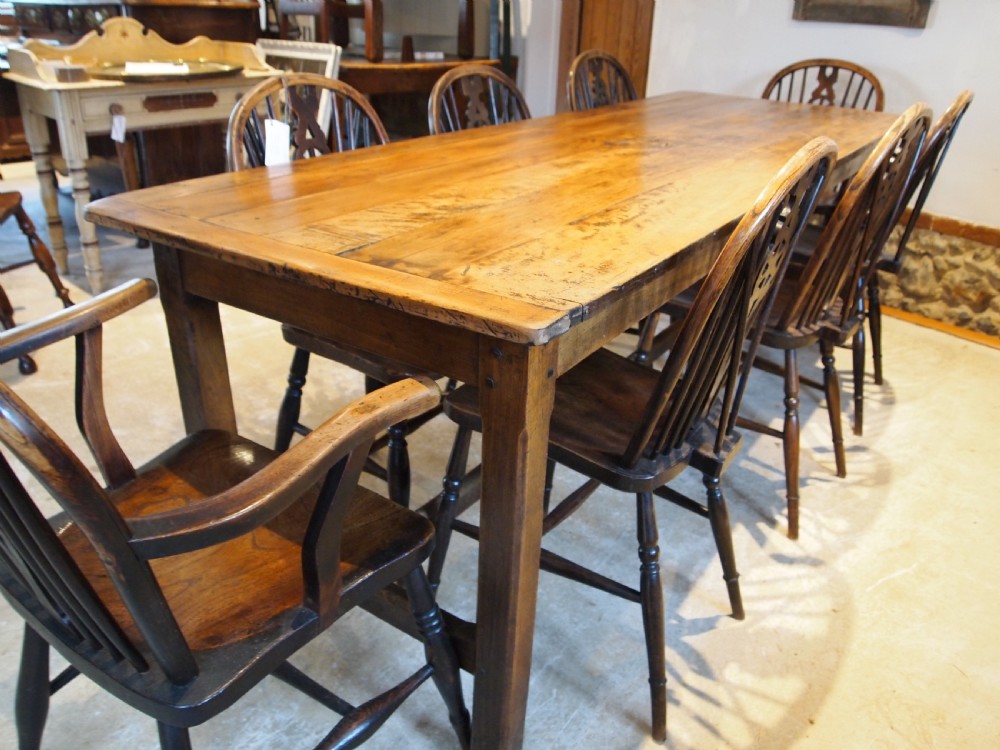 Table refectory dining farmhouse French Beech c1860 View IV