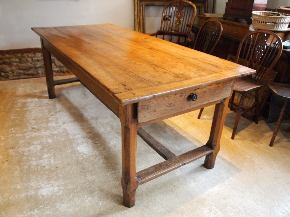 Table rare French Apple wood refectory dining farmhouse c1800 View XIII