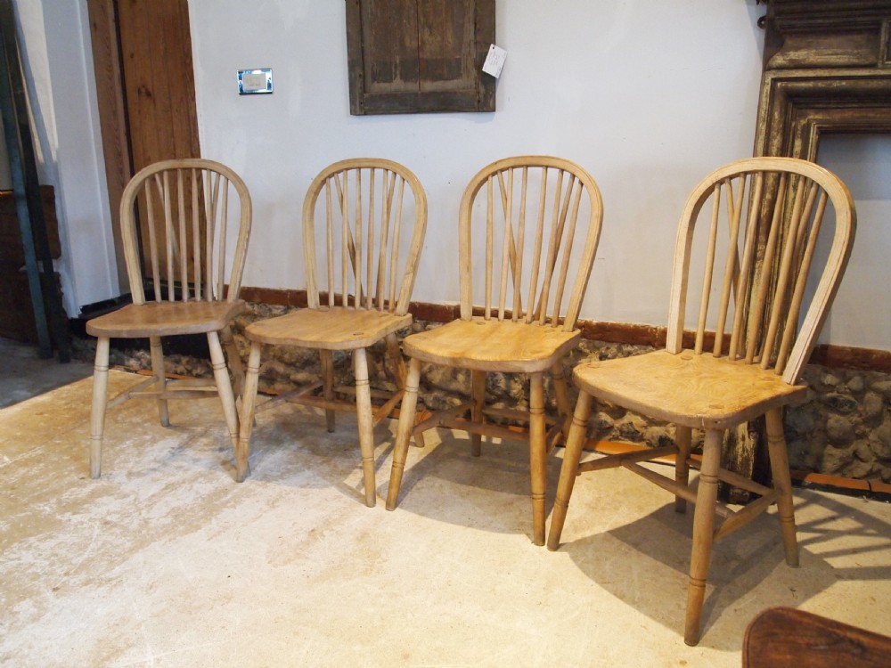 Chairs Windsor kitchen dining set of 4 Edwardian Bateman c1900