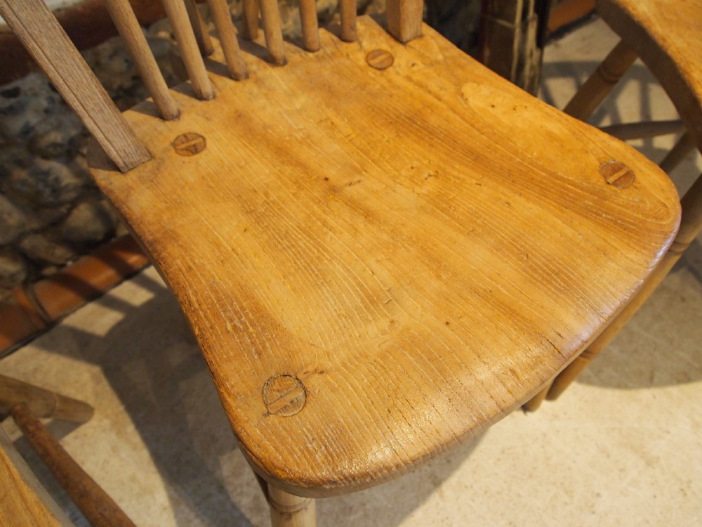 Chairs Windsor kitchen dining set of 4 Edwardian Bateman c1900 View VII