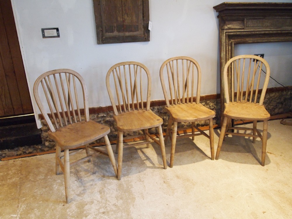Chairs Windsor kitchen dining set of 4 Edwardian Bateman c1900 View VIII