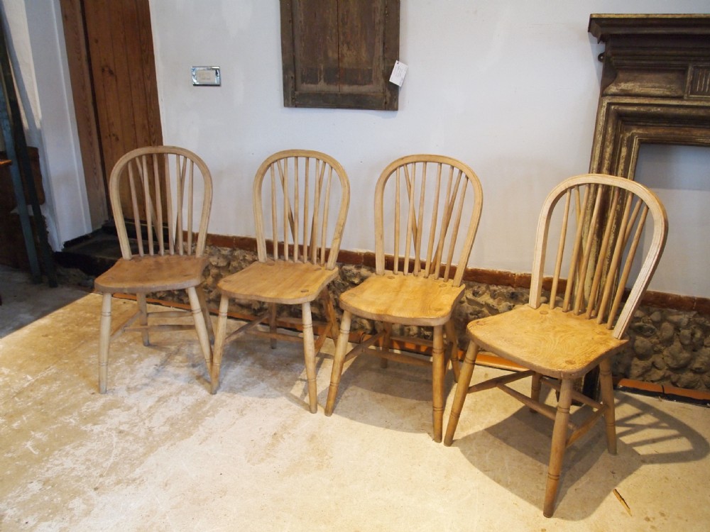 Chairs Windsor kitchen dining set of 4 Edwardian Bateman c1900 View X
