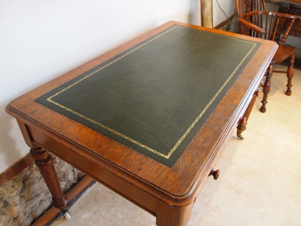 Desk writing table Gillows Oak c1880 View V