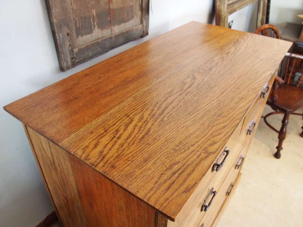 Chest of drawers rare Arts and Crafts Oak Harris Lebus c1900 View III