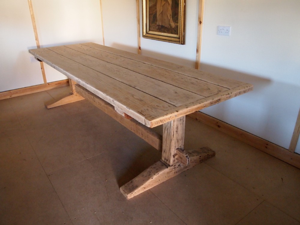 Table stunning English Oak refectory dining farmhouse seats 12 c1900