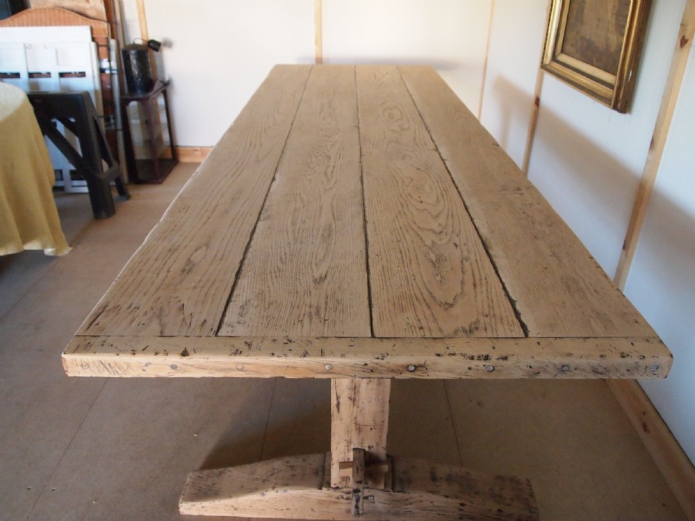 Table stunning English Oak refectory dining farmhouse seats 12 c1900 View II