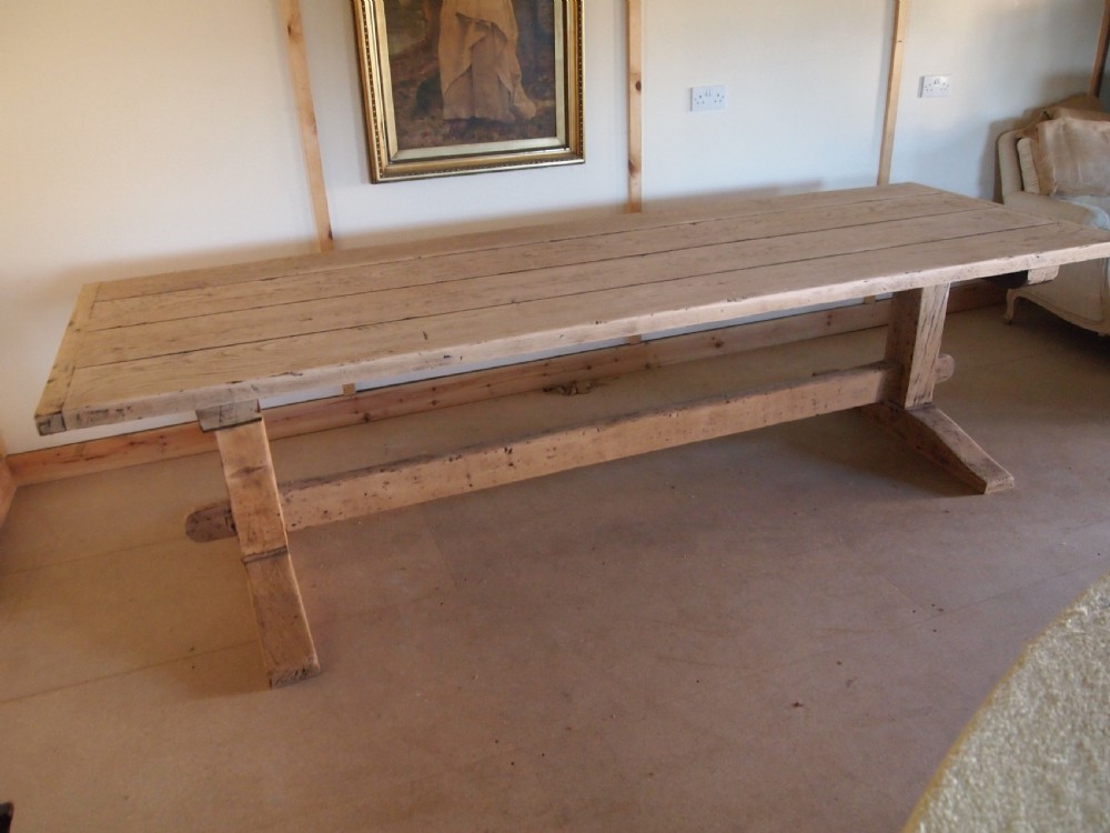 Table stunning English Oak refectory dining farmhouse seats 12 c1900 View V