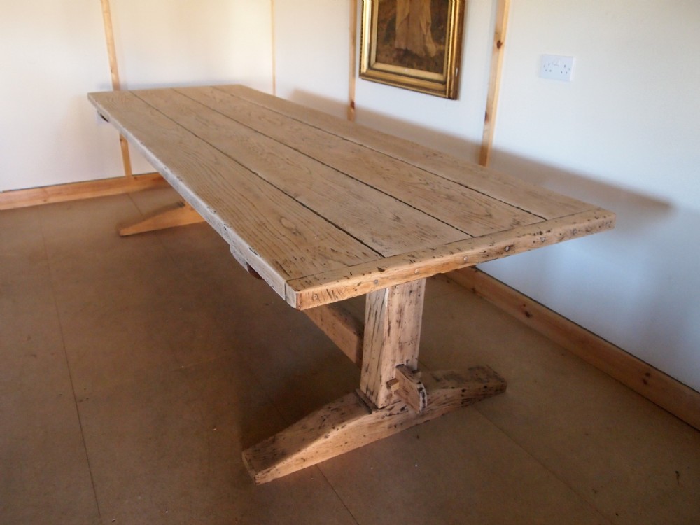 Table stunning English Oak refectory dining farmhouse seats 12 c1900 View VII