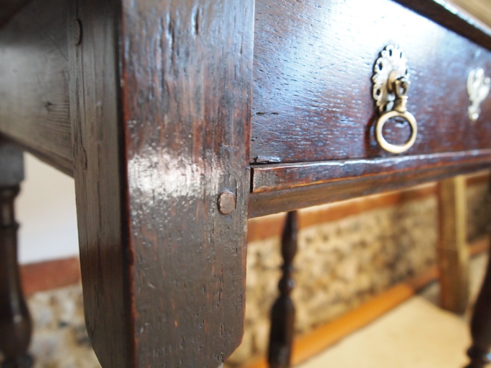 Table rare Queen Anne Oak side hall console lowboy c1700 View VI