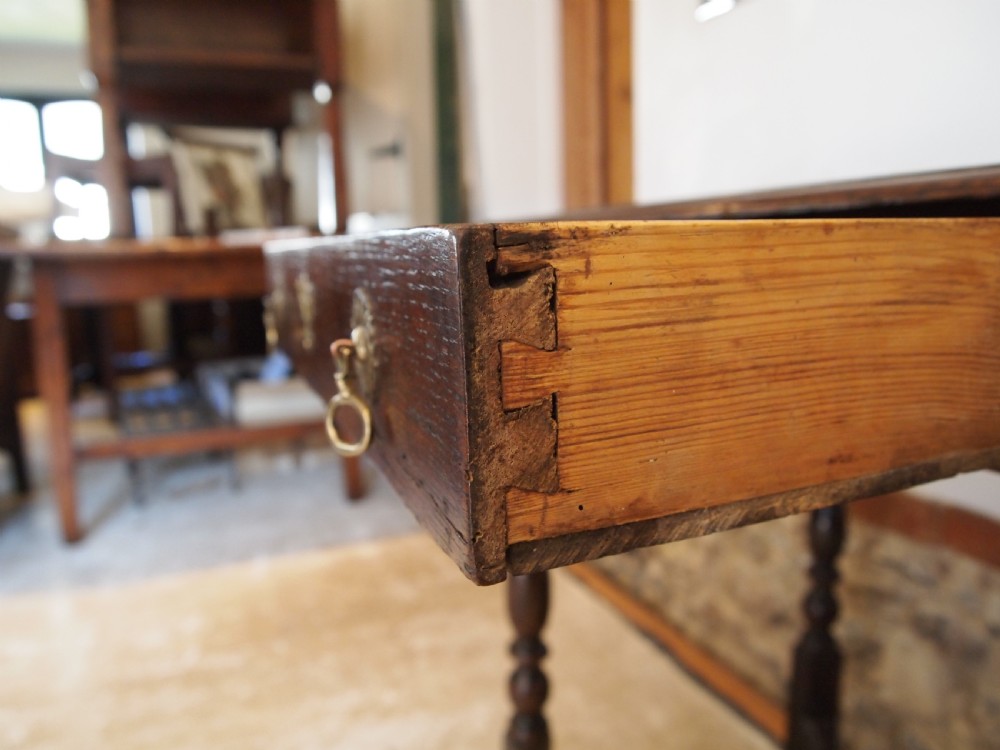 Table rare Queen Anne Oak side hall console lowboy c1700 View VIII