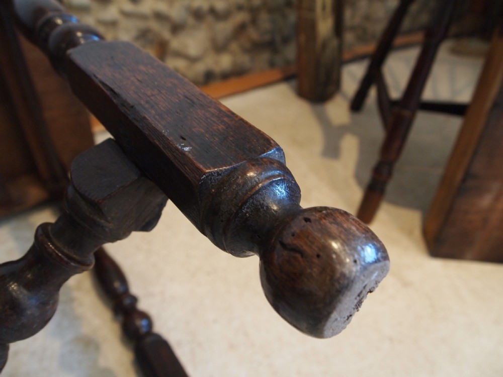 Table rare Queen Anne Oak side hall console lowboy c1700 View X